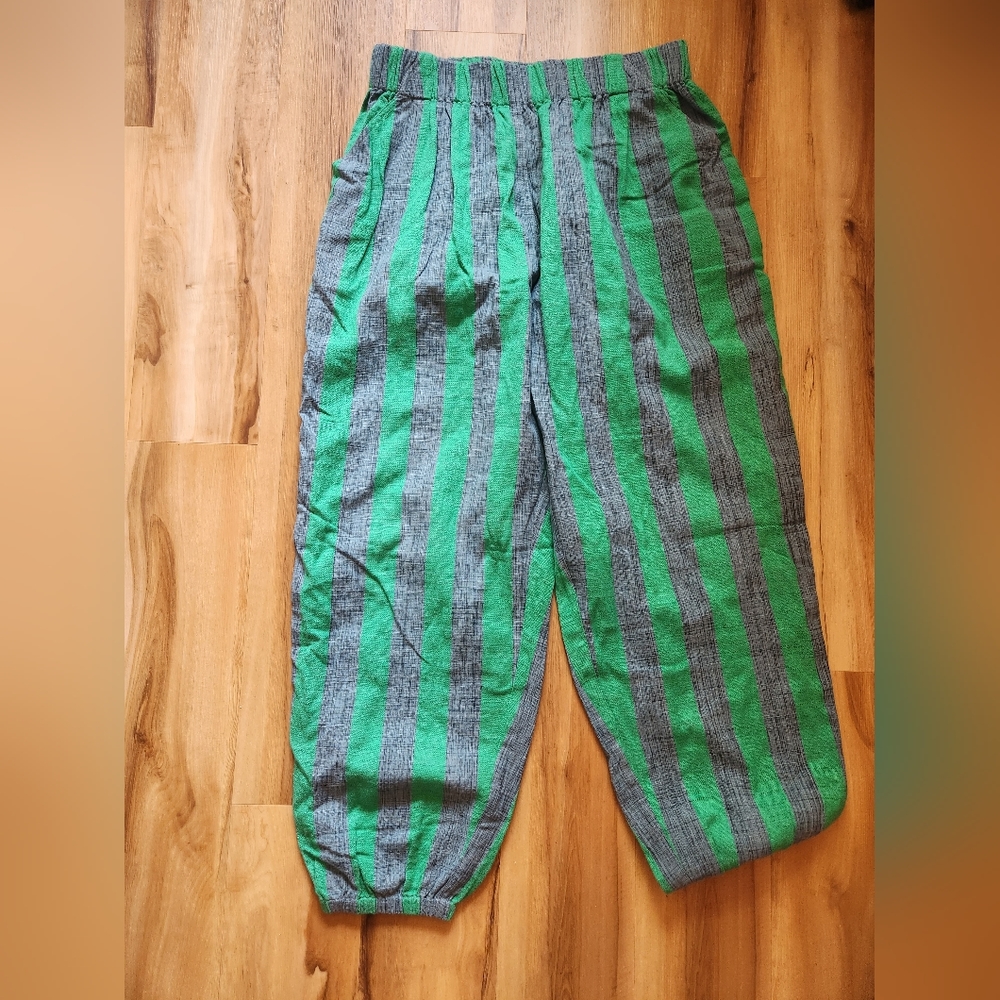 NWOT Ace & Jig Balloon Pants in Hoops (Chambray/Green Stripe) in Sz L 💚